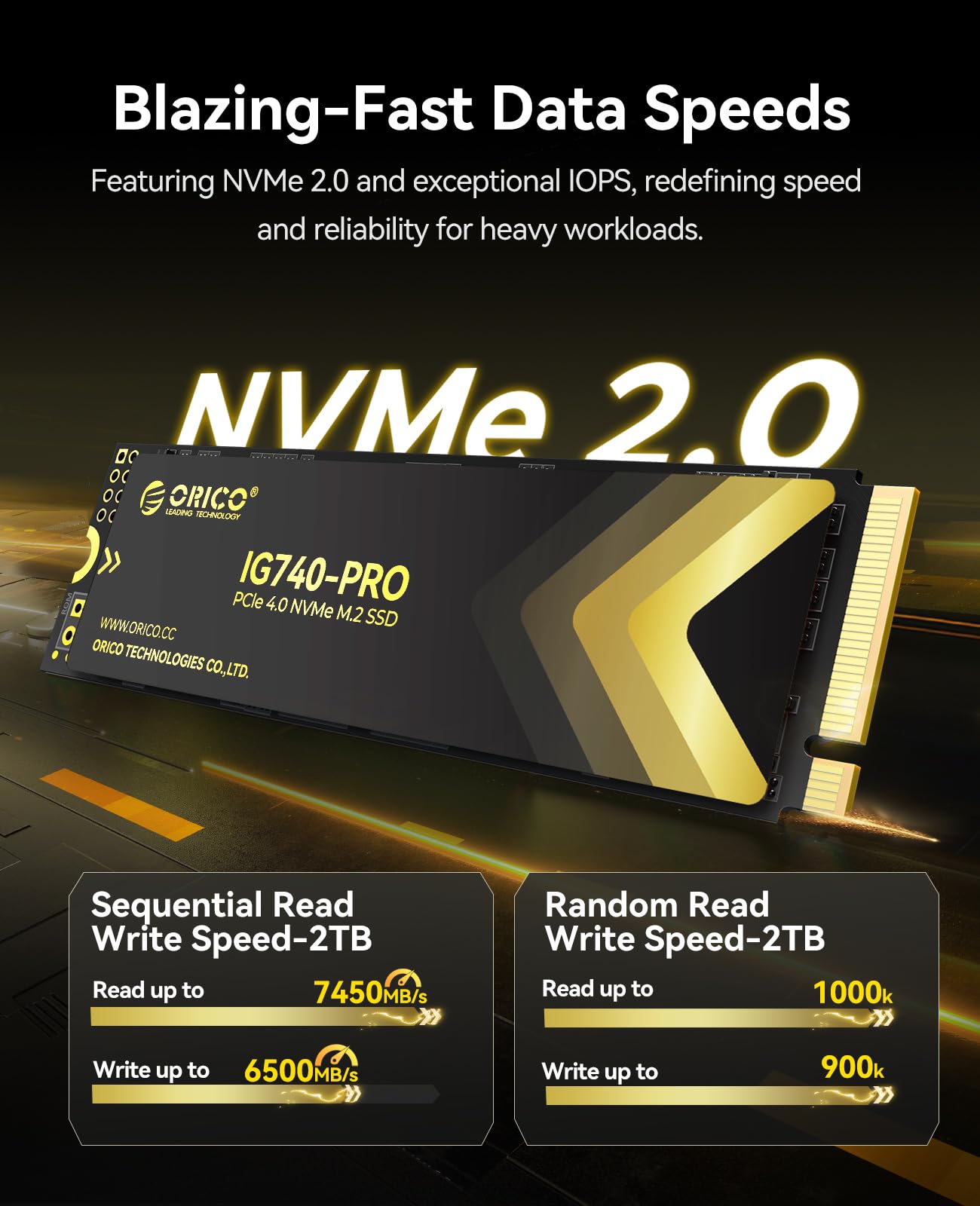 内蔵型SSD ORICO IG740-PRO 2TB NVMe SSD ORICO IG740-PRO 2TB M.2 NVMe Enterprise SSD, PCIe 4.0- Up to
